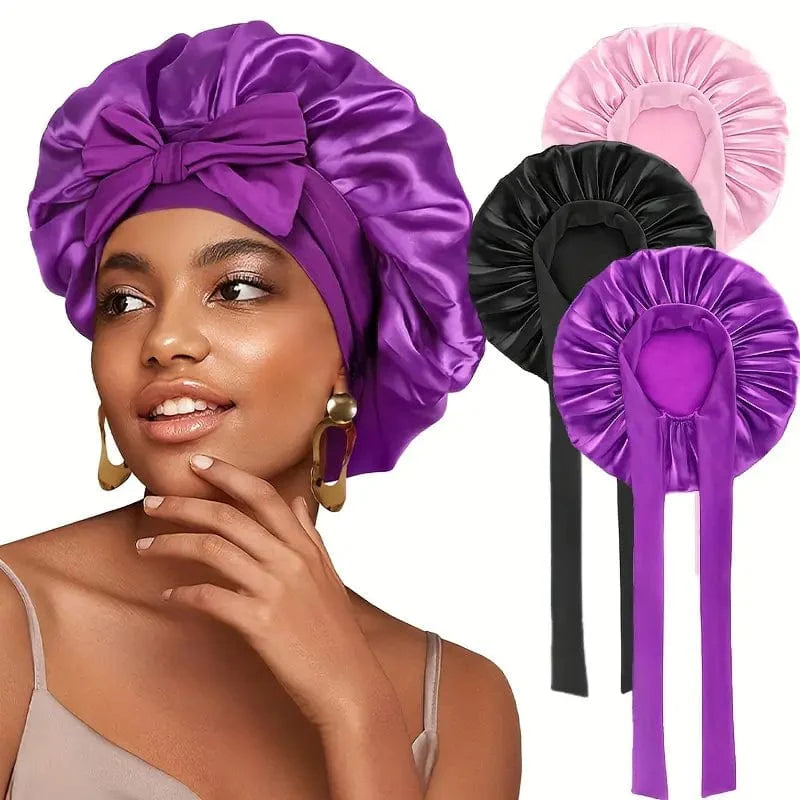 Smooth-Night by Silkivo Premium™ (Hair Bonnet with Magic Tie Band)